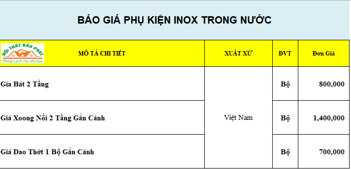 Phụ Kiện Inox Gia Công Làm Tủ Bếp